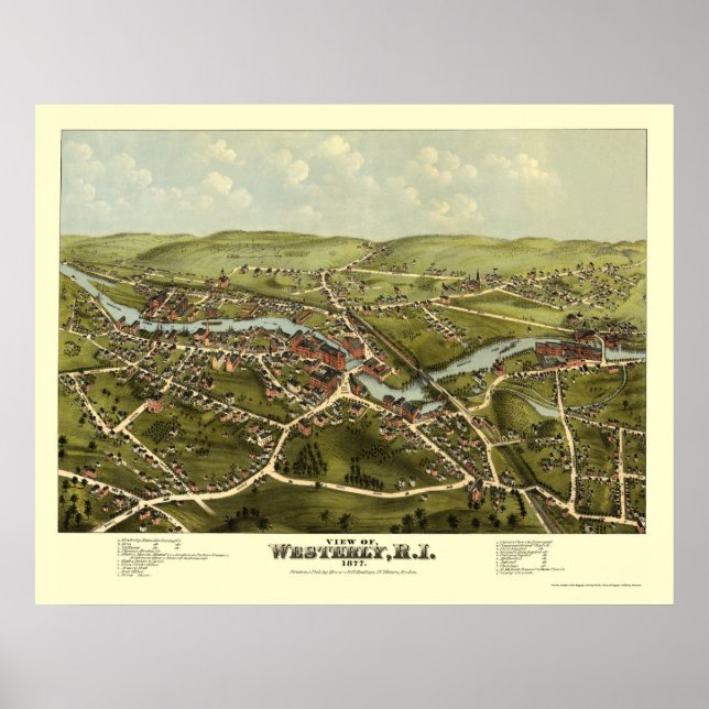 Westerly, RI Panoramic Map - 1877 Poster (Framsidan)