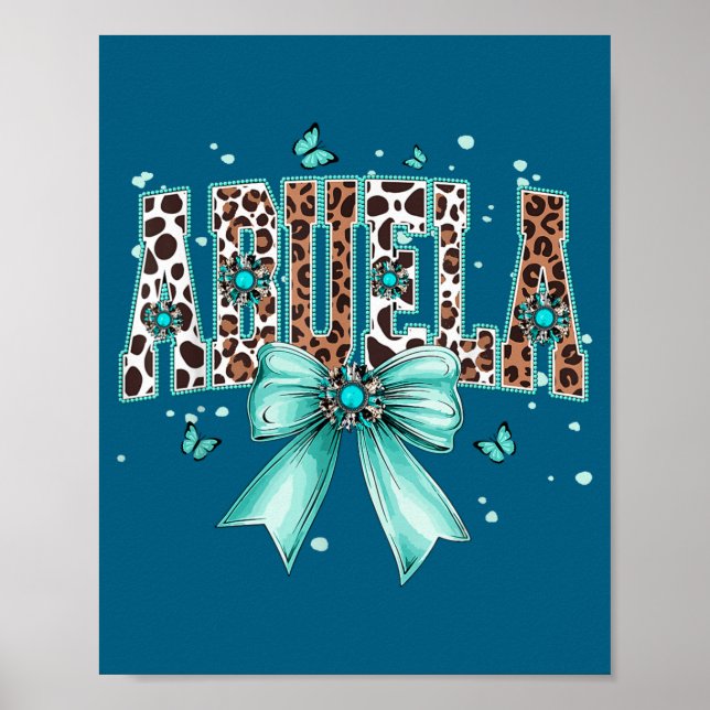Western abuela båge ko teal turkos fjädrar poster (Framsidan)