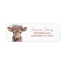 Western adressetikett för Blommigt i heliga Cow Returadress Etikett