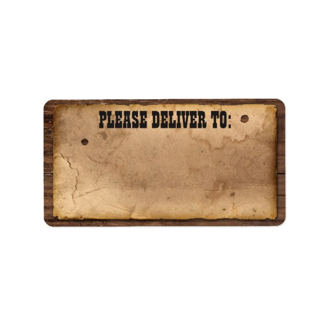 Western adressetikett för en Födelsedagsfest (Framsidan)