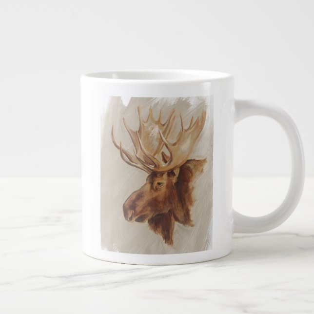 Western amerikansk djurstudie | Moose Porträtt Jumbo Mugg (Höger)