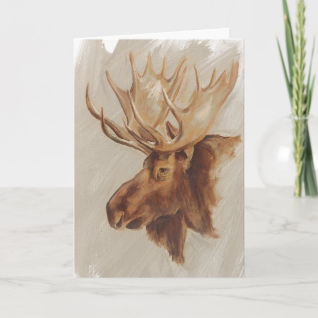 Western amerikansk djurstudie | Moose Porträtt Kort (Framsida)