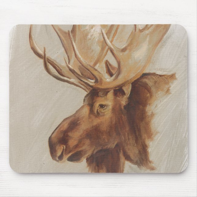 Western amerikansk djurstudie | Moose Porträtt Musmatta (Framsidan)