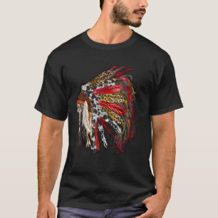 Western amerikansk indisk Feather Headdress T Shirt