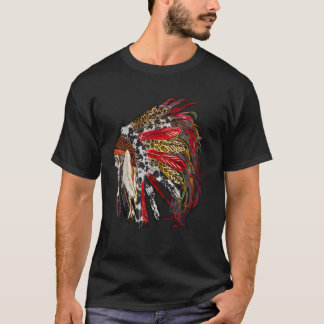Western amerikansk indisk Feather Headdress T Shirt
