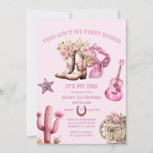 Western andra Rodeo Bows Rosa Cowgirl Birthday Inbjudningar