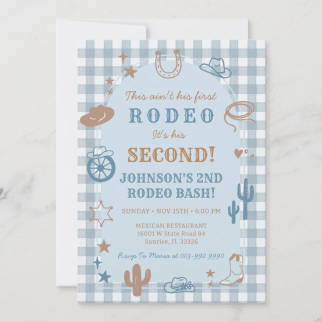 Western andra rodeo pojke födelsedagsinbjudan  inbjudningar (Framsida)