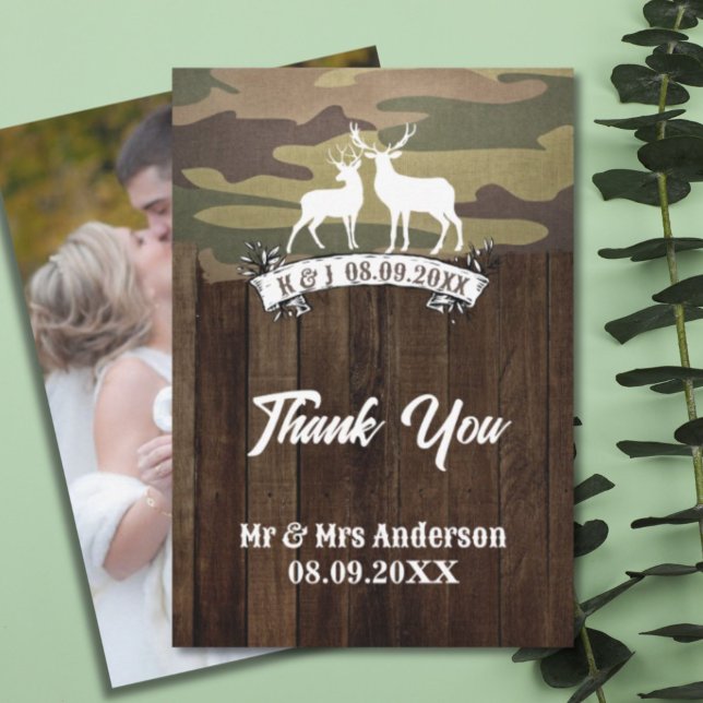 Western är Hunt över Bröllop Photo Tack Kort (Western The Hunt Is Over Wedding Photo Thank You Card)