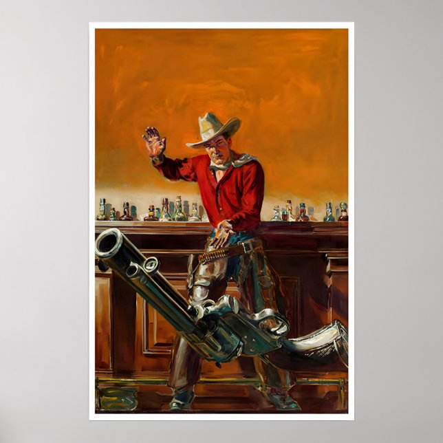 Western Art Bar Western Pulp Cowboy Affisch Man (Framsidan)