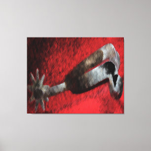 Western Art Silver Spur på Red Canvas