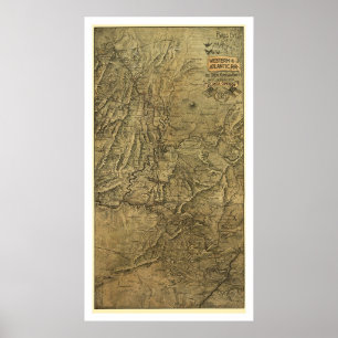 Western & atlantisk järnvägkarta 1887 poster