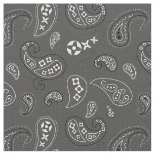 Western av kol-Grått Paisley Bandana Skriv ut Tyg