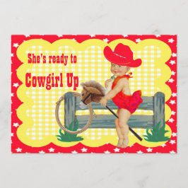 Western Baby Cowgirl On Stick Horse Party Inbjudan