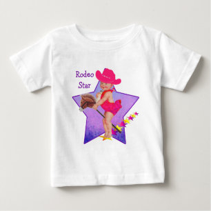 Western Baby Cowgirl On Stick Horse T Shirt