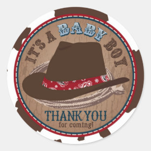 Western baby shower för CowboyStetson hatt Runt Klistermärke
