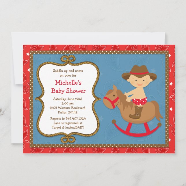 Western baby showerinbjudan inbjudningar (Framsida)