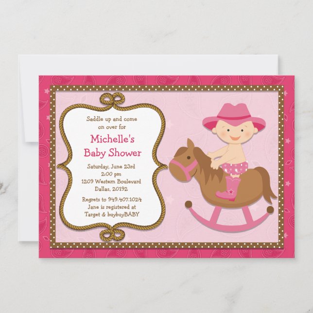 Western baby showerinbjudanCowgirl Inbjudningar (Framsida)