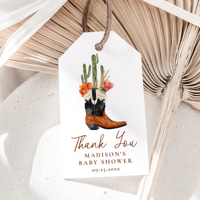 Western babystövel för vattenfärg presentetikett (Skapare uppladdad)