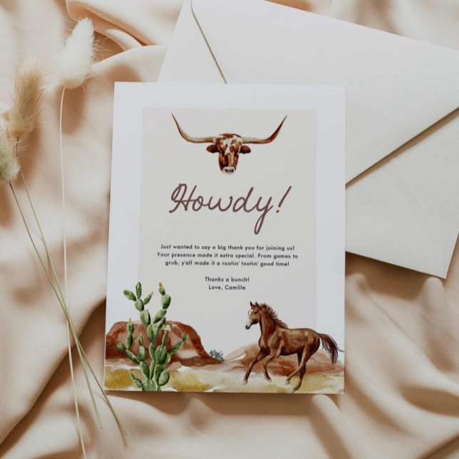 Western babystövel tack kort (Cowboy Western Baby Shower Thank you card)