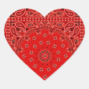 WESTERN Bandana Scarf-utskrift för BQ Red Paisley Hjärtformat Klistermärke