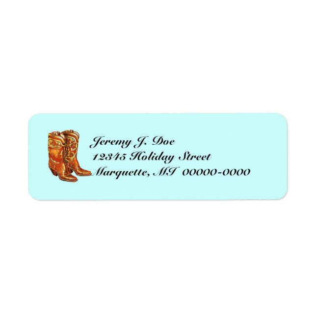 Western Bära Cowboy Cowgirl Boots Adressetiketter Returadress Etikett (Framsidan)