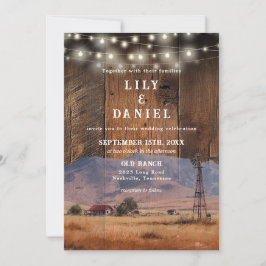 Western Barn Wood QR Code All In One Wedding Inbjudningar