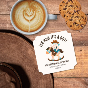 Western barnstödsskuva i Cowboy Rocking Horse Boy Underlägg Papper