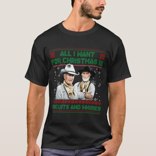 Western Biscuits And S Christmas Quote  T Shirt (Framsida)