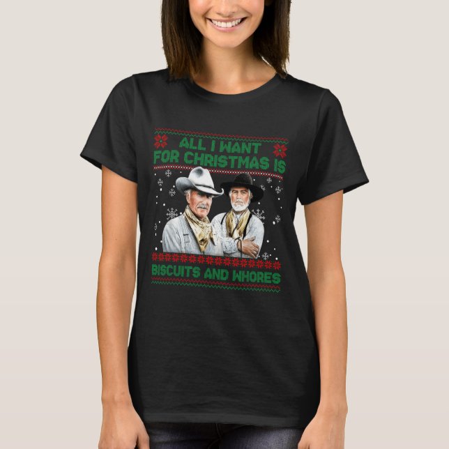 Western Biscuits And S Christmas Quote  T Shirt (Framsida)