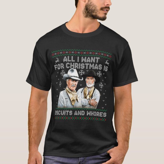 Western Biscuits And S Christmas Quote  T Shirt (Framsida)