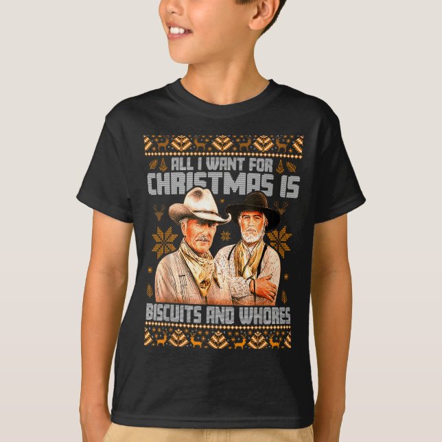 Western Biscuits And S Christmas Ugly  T Shirt (Framsida)