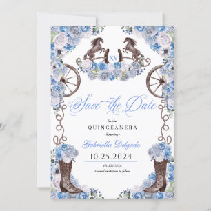 Western blå krita spara datumet Quinceañera Inbjudningar