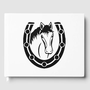 Western Black Bröllop Horse Equestrian Rustic Gästböcker