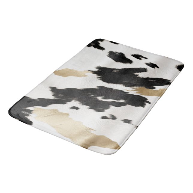 Western Black White Glam Guld Cowhide Badrumsmatta (Vinklad)