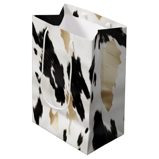 Western Black White Glam Guld Cowhide Birthday (Framsidan Vinklad)
