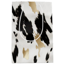 Western Black White Glam Guld Cowhide Birthday