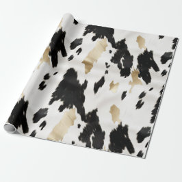 Western Black White Glam Guld Cowhide Birthday Presentpapper
