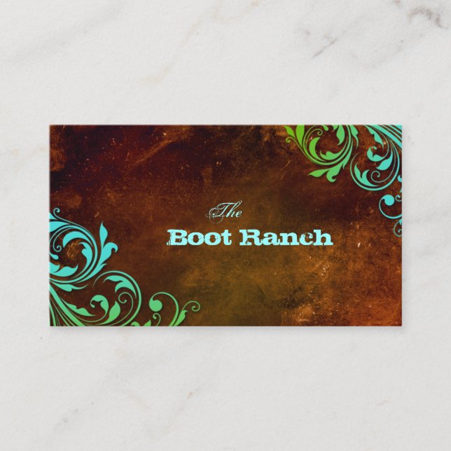 Western blom- Grunge för blått för Lojalitetskort (Framsida)