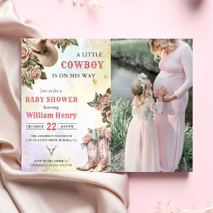Western Blommigt Babykläder, Party-foto Inbjudningar