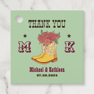 Western Blommigt Cowboy Boot Monogram Rustic Bröll Gåvor Etiketter