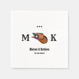 Western Blommigt Cowboy Hat Rustic-Landsbyggsbröll Pappersservett