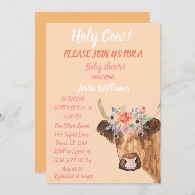 Western Blommigt för Cute Boho Land Flicka i Inbjudningar (Fram/baksida)