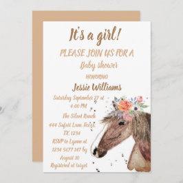 Western Blommigt för Cute Horse Boho Ranch Flicka Inbjudningar