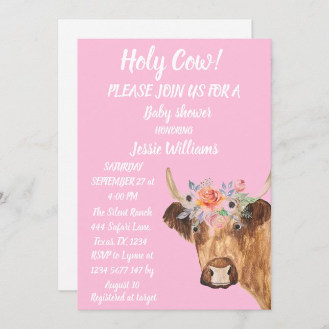 Western Blommigt för den  kugghammen Land Flicka Inbjudningar (Fram/baksida)