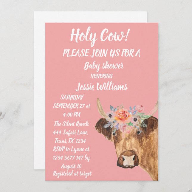 Western Blommigt för den  kugghammen Land Flicka Inbjudningar (Fram/baksida)