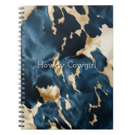 Western Blue Brown Guld Cowhide Anteckningsbok
