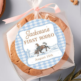 Western Blue Cowboy Rodeo Födelsedagsdekal Runt Klistermärke