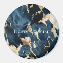 Western Blue Cream Guld Cowboy Cowgirl Cowhide Magnet