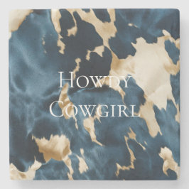 Western Blue Cream Guld Cowboy Cowgirl Cowhide Stenunderlägg