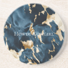 Western Blue Cream Guld Cowboy Cowgirl Cowhide Underlägg